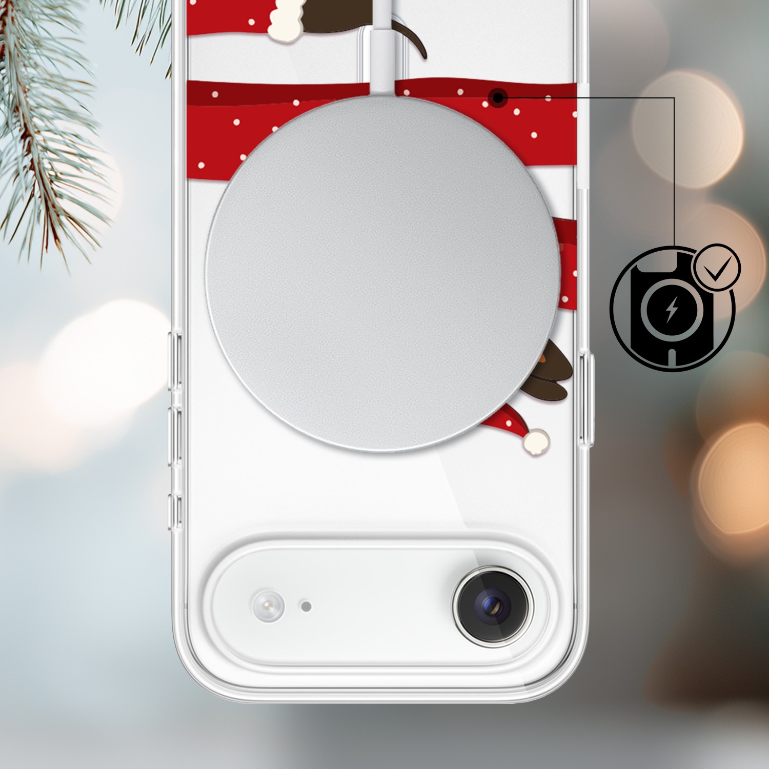 Etui do iPhone Air z MagSafe, Przytulne święta, Świąteczny jamnik, przeźroczyste3