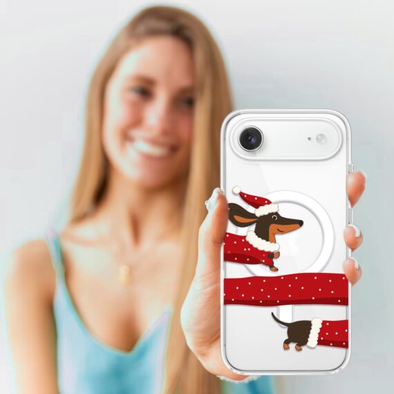 Etui do iPhone Air z MagSafe, Przytulne święta, Świąteczny jamnik, przeźroczyste4