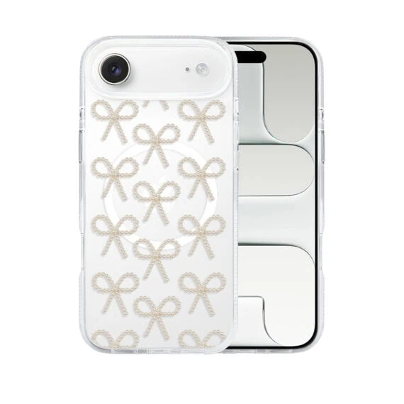 Etui do iPhone Air z MagSafe, Przytulne święta, Złote kokardki, przeźroczyste (1)
