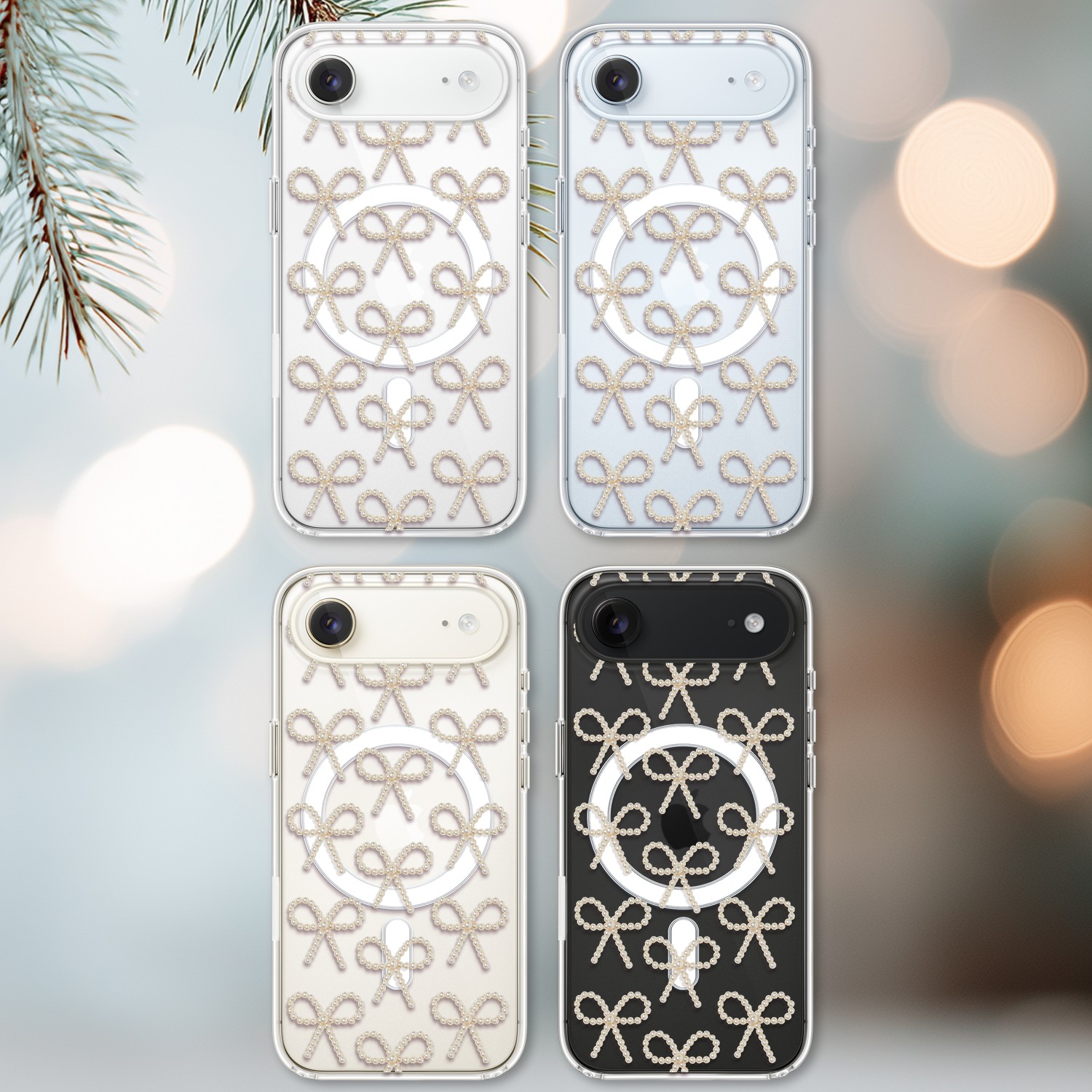 Etui do iPhone Air z MagSafe, Przytulne święta, Złote kokardki, przeźroczyste2