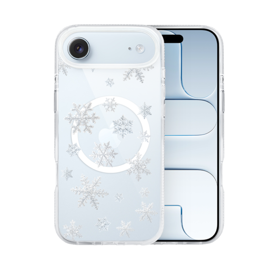 etui do iphone air z magsafe, zimowa magia, delikatne płatki śniegu, przeźroczyste