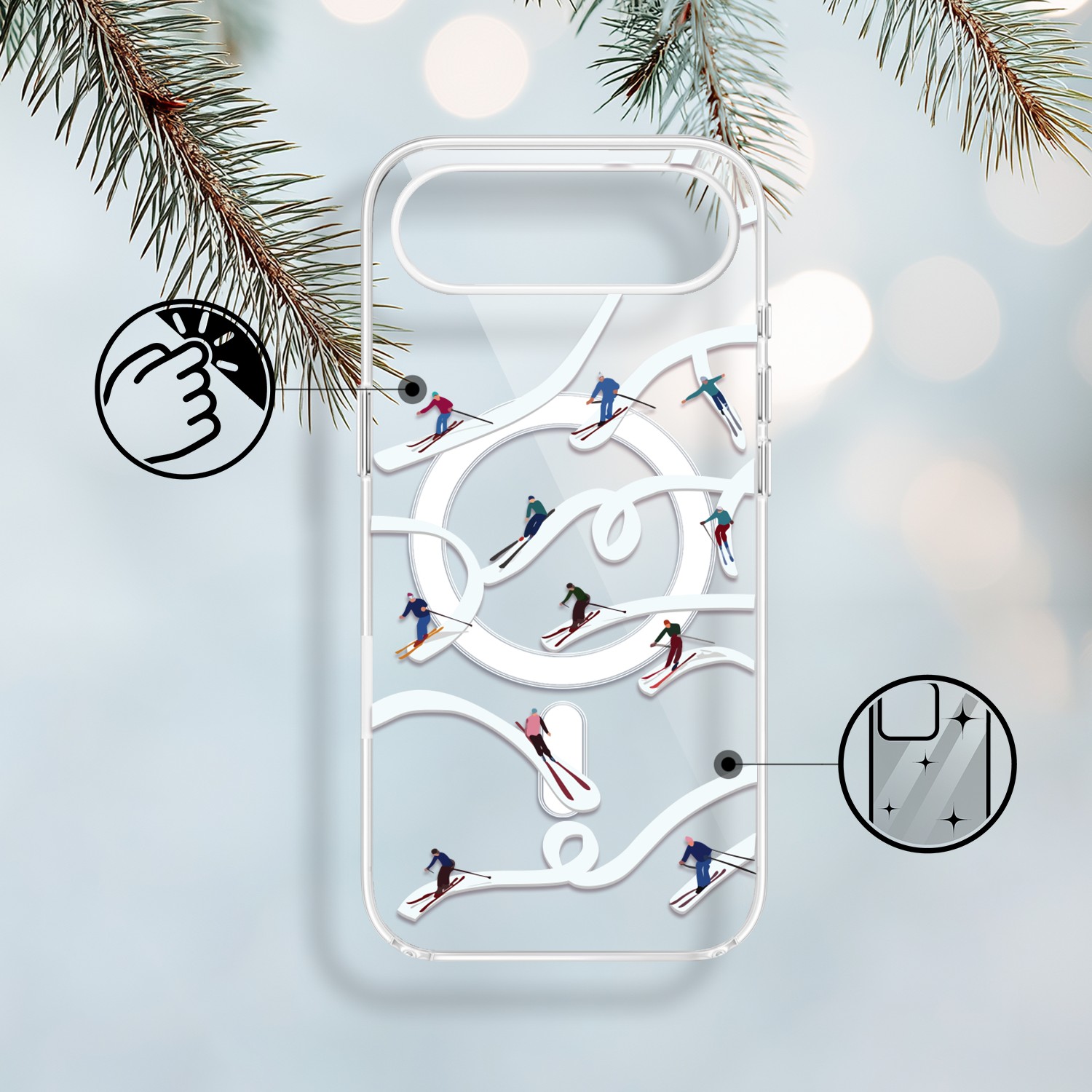 Etui do iPhone Air z MagSafe, Zimowa Magia, Narciarskie wiraże, przeźroczyste1