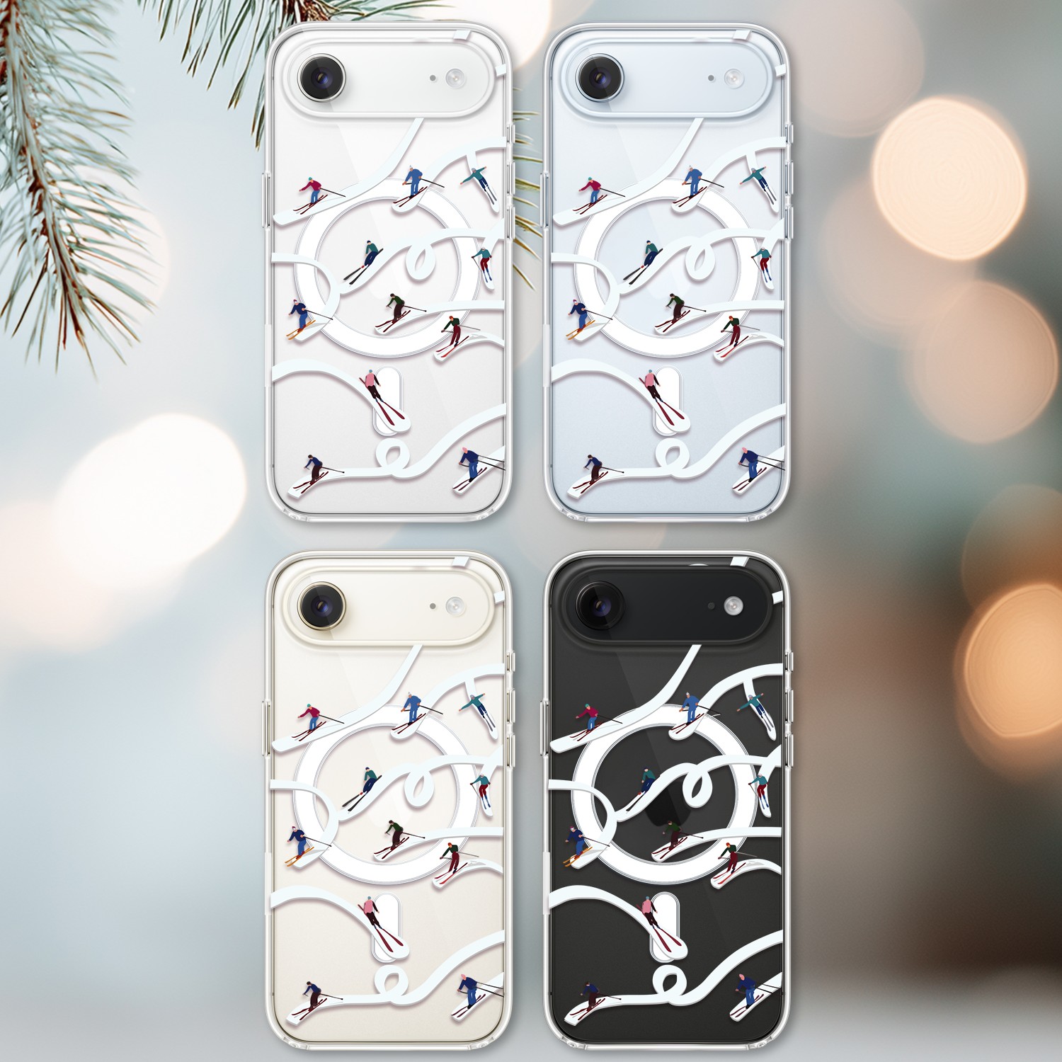 Etui do iPhone Air z MagSafe, Zimowa Magia, Narciarskie wiraże, przeźroczyste2