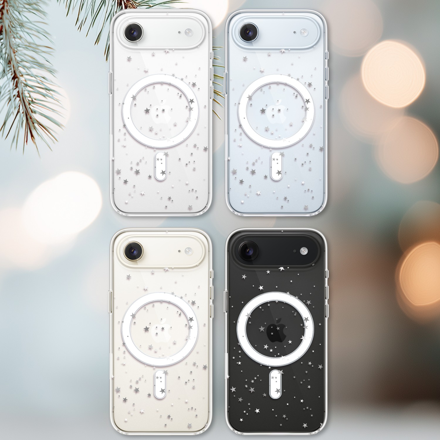 Etui do iPhone Air z MagSafe, Zimowa Magia, Szampańskie gwiazdki, przeźroczyste2