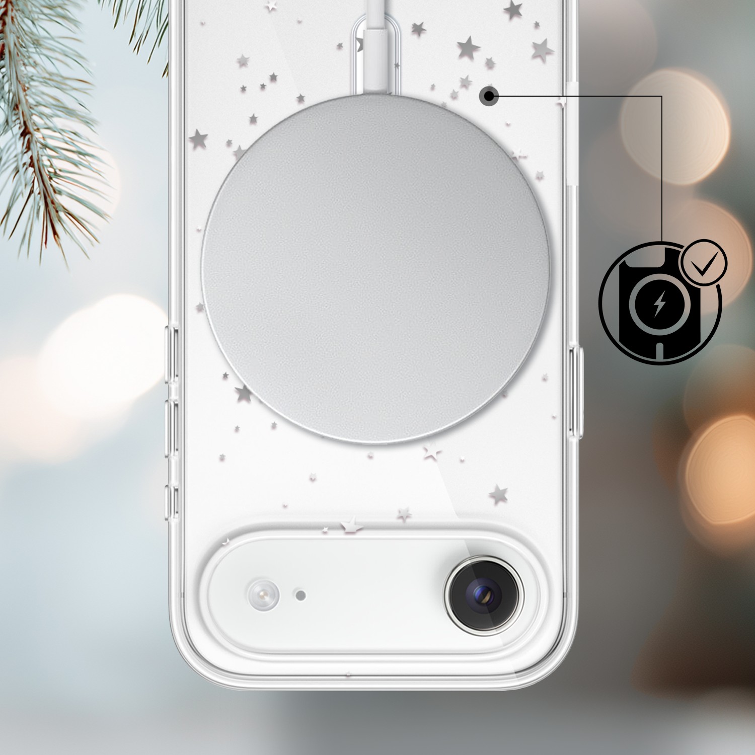 Etui do iPhone Air z MagSafe, Zimowa Magia, Szampańskie gwiazdki, przeźroczyste3