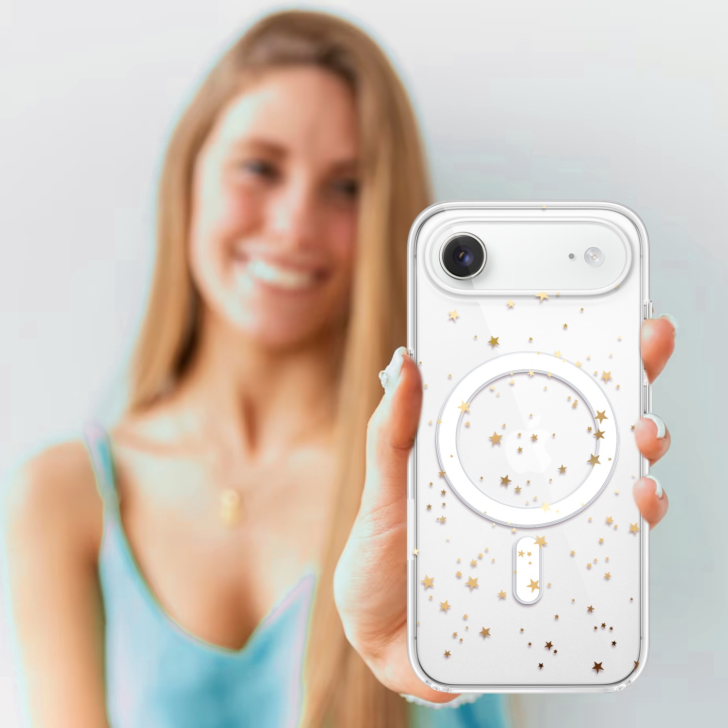 Etui do iPhone Air z MagSafe, Zimowa Magia, Złote gwiazdki, przeźroczyste4