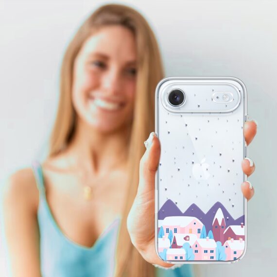 Etui do iPhone Air, zimowa osada, przeźroczyste 17Air-4