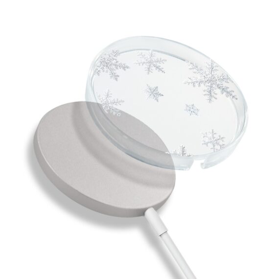 Etui na ładowarkę MagSafe antypoślizgowe, transparentne z wzorem delikatne płatki śniegu 17 pro-4