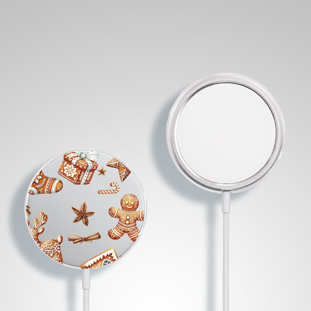 Etui na ładowarkę MagSafe antypoślizgowe, transparentne z wzorem magia pierniczków 17 pro-1