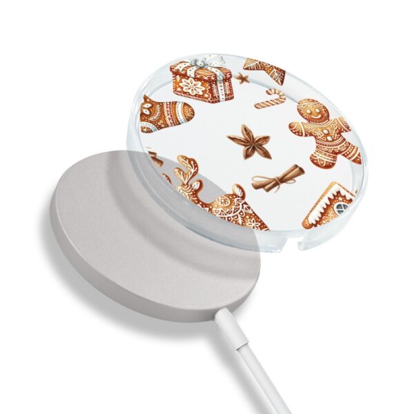 Etui na ładowarkę MagSafe antypoślizgowe, transparentne z wzorem magia pierniczków 17 pro-4