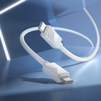 Kabel 2xUSB Typ C do iPhone 15:16:17, laptopa, tableta, PD60W, szybkie ładowanie, 1 metr, biały2