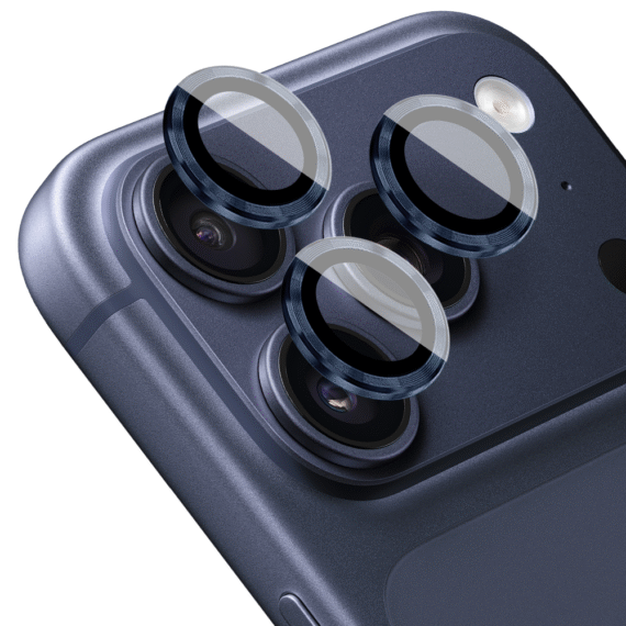 Metalowa osłona obiektywów szkło na aparat iPhone 17 Pro, granatowa (1)