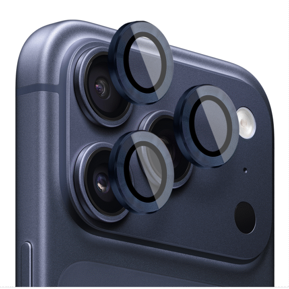 Metalowa osłona obiektywów szkło na aparat iPhone 17 Pro, granatowa (5)