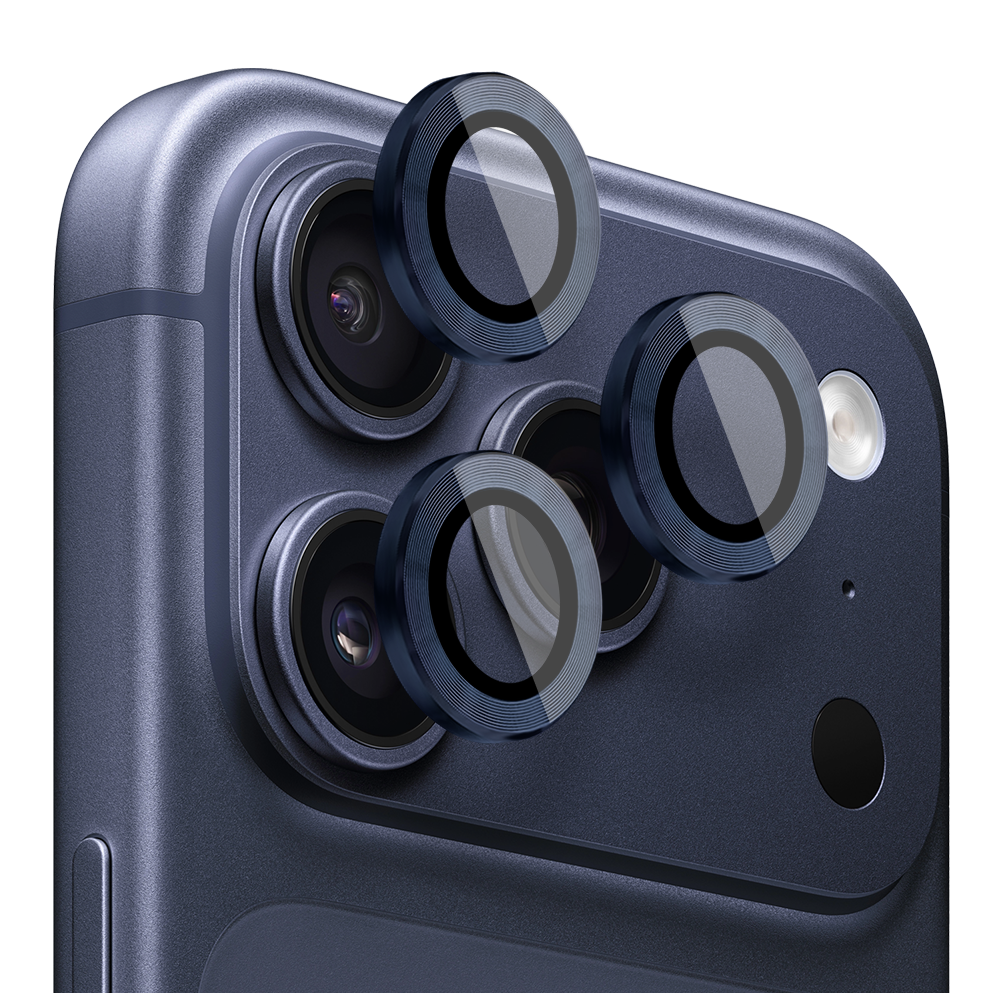 Metalowa osłona obiektywów szkło na aparat iPhone 17 Pro, granatowa (5)