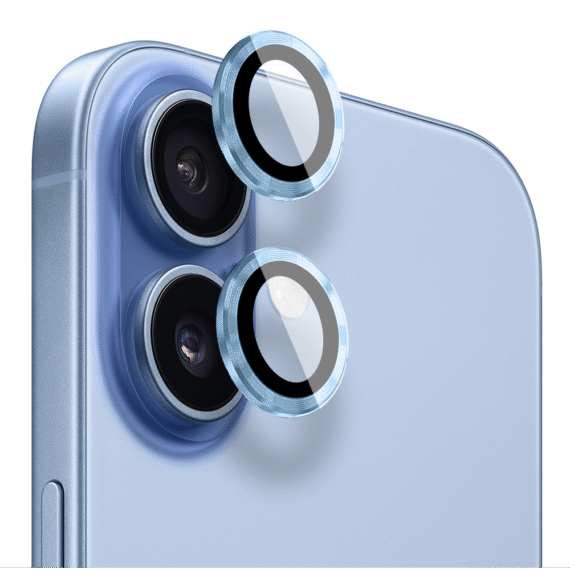 Metalowa osłona obiektywów szkło na aparat iPhone 17, gołębi niebieski (5)
