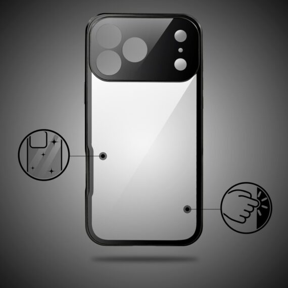 Obudowa do iPhone 17 Pro Max, podwójna szyba i aluminium 360° przód + tył magnetyczna, z osłoną aparatu i szkłem prywatyzującym, czarna (4)