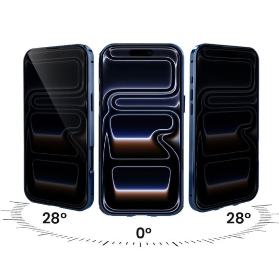 Obudowa do iPhone 17 Pro Max, podwójna szyba i aluminium 360° przód + tył magnetyczna, z osłoną aparatu i szkłem prywatyzującym, granatowa Artboard 4