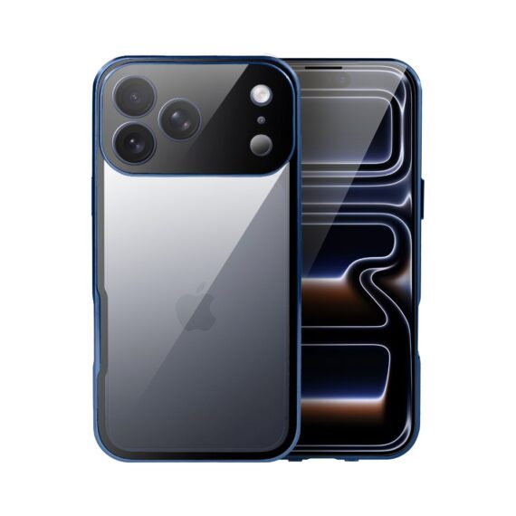 Obudowa do iPhone 17 Pro Max podwójna szyba i polerowane aluminium 360° magnetyczna, z osłoną aparatu, granatowa Artboard 1