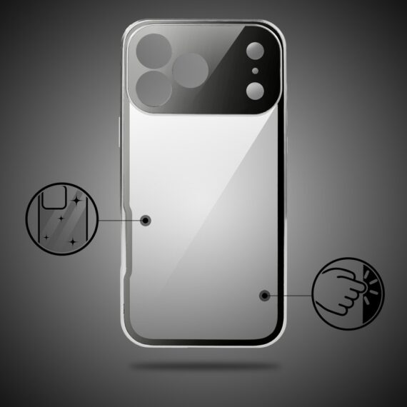 Obudowa do iPhone 17 Pro Max podwójna szyba i polerowane aluminium 360° magnetyczna, z osłoną aparatu, srebrna (3)