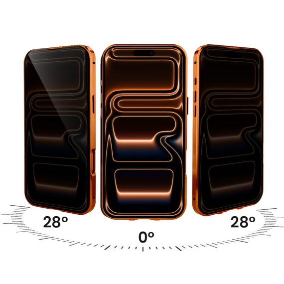 Obudowa do iPhone 17 Pro, podwójna szyba i aluminium 360° przód + tył magnetyczna, z osłoną aparatu i szkłem prywatyzującym, pomarańczowe Artboard 4