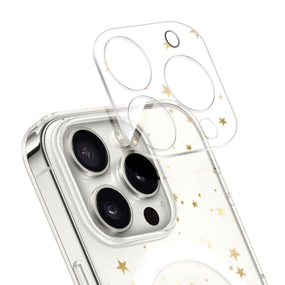 PRO-1iPhone 14 Pro Max pełne szkło hartowane na cały aparat, kamerę, złote gwiazdki