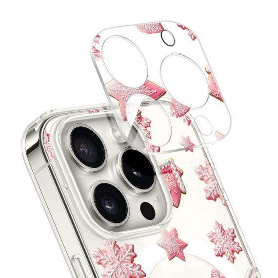 PRO-1iPhone 15 Pro Max pełne szkło hartowane na cały aparat, kamerę, różowe pierniczki