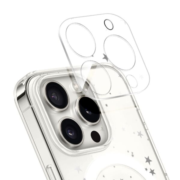 PRO-1iPhone 15 Pro Max pełne szkło hartowane na cały aparat, kamerę, szampańskie gwiazdki