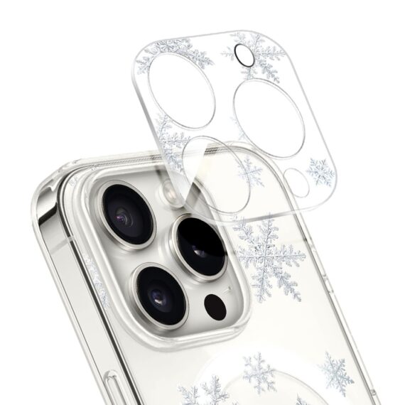 PRO-1iPhone 16 Pro Max pełne szkło hartowane na cały aparat, kamerę, delikatne płatki śniegu