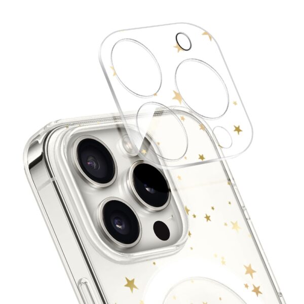 PRO-1iPhone 16 Pro Max pełne szkło hartowane na cały aparat, kamerę, złote gwiazdki