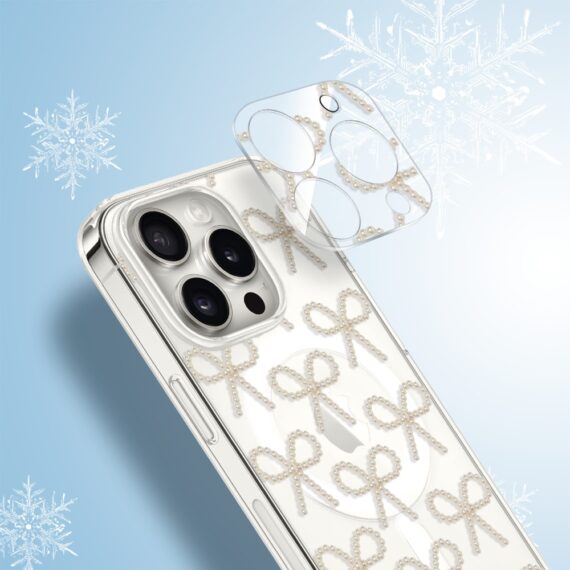 PRO-2iPhone 15 Pro Max pełne szkło hartowane na cały aparat, kamerę, złote kokardki