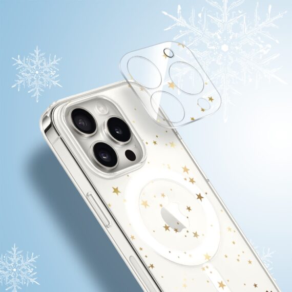 PRO-2iPhone 16 Pro Max pełne szkło hartowane na cały aparat, kamerę, złote gwiazdki