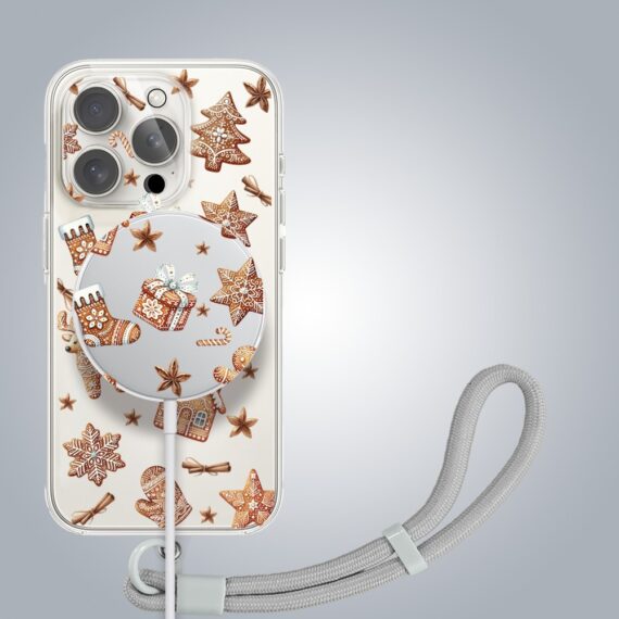 PRO-3Zestaw do iPhone 14 Pro Max: etui, szkło na aparat, ładowarka z osłoną, magia pierniczków