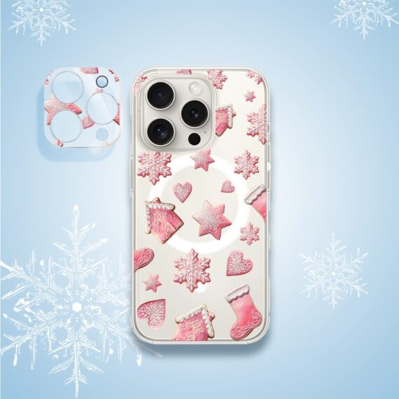 PRO-3iPhone 15 Pro Max pełne szkło hartowane na cały aparat, kamerę, różowe pierniczki