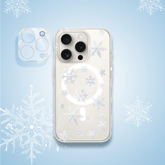 PRO-3iPhone 16 Pro Max pełne szkło hartowane na cały aparat, kamerę, delikatne płatki śniegu