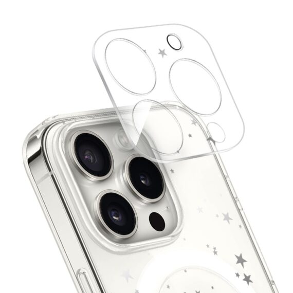 PROZestaw do iPhone 16 Pro etui, szkło na aparat, power bank, szampańskie gwiazdki grafiki