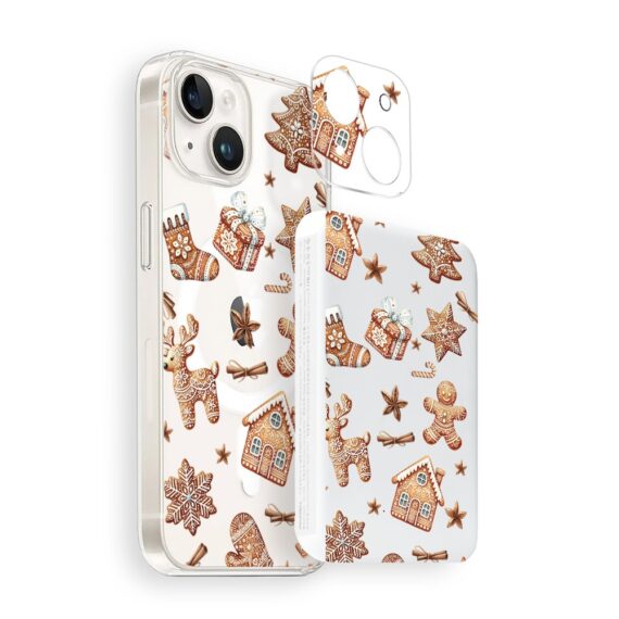 Zestaw do iPhone 15 Plus etui, szkło na aparat, power bank, magia pierniczków