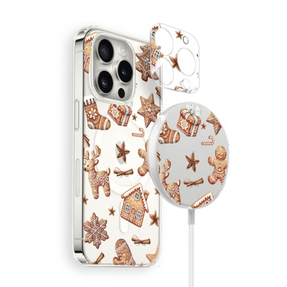 Zestaw do iPhone 16 Pro etui, szkło na aparat, ładowarka z osłoną, magia pierniczków