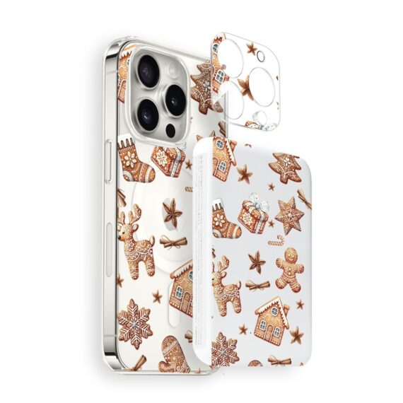 Zestaw do iPhone 16 Pro etui, szkło na aparat, power bank, magia pierniczków glowna