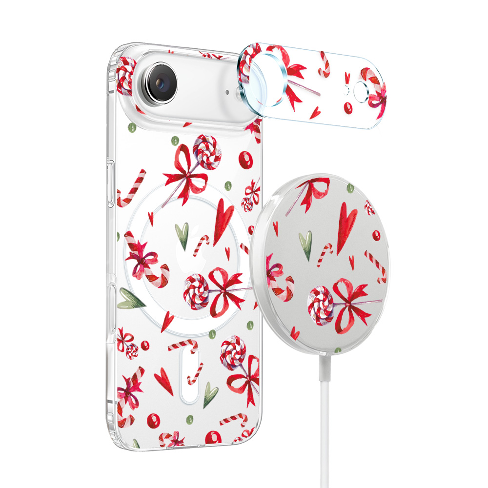 Zestaw do iPhone Air: etui, szkło na aparat, ładowarka z osłoną, cukierki świąteczne