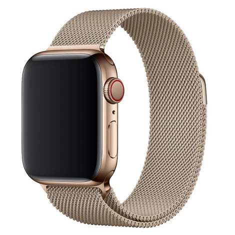 Złota bransoleta milanese elegancka do zegarka Apple Watch Ultra 1-3 / Series 4-11 / SE 44/45/46/49mm  – Vintage gold