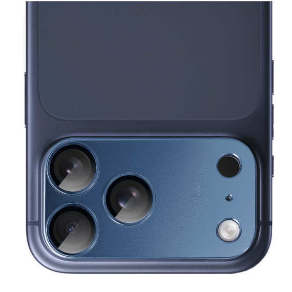 iPhone 17 Pro Max gładka metalowa osłona na cały panel aparatu, wbudowane szkła 9H, granatowa (3)