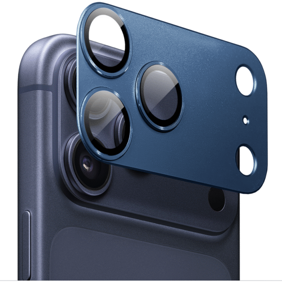 iPhone 17 Pro Max gładka metalowa osłona na cały panel aparatu, wbudowane szkła 9H, granatowa (4)