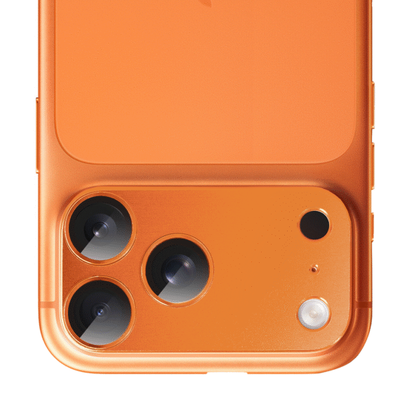 iPhone 17 Pro Max gładka metalowa osłona na cały panel aparatu, wbudowane szkła 9H, pomarańczowa (3)
