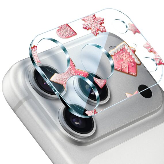 iPhone 17 Pro Max pełne szkło hartowane na cały aparat, kamerę, różowe pierniczki 17 pro-1