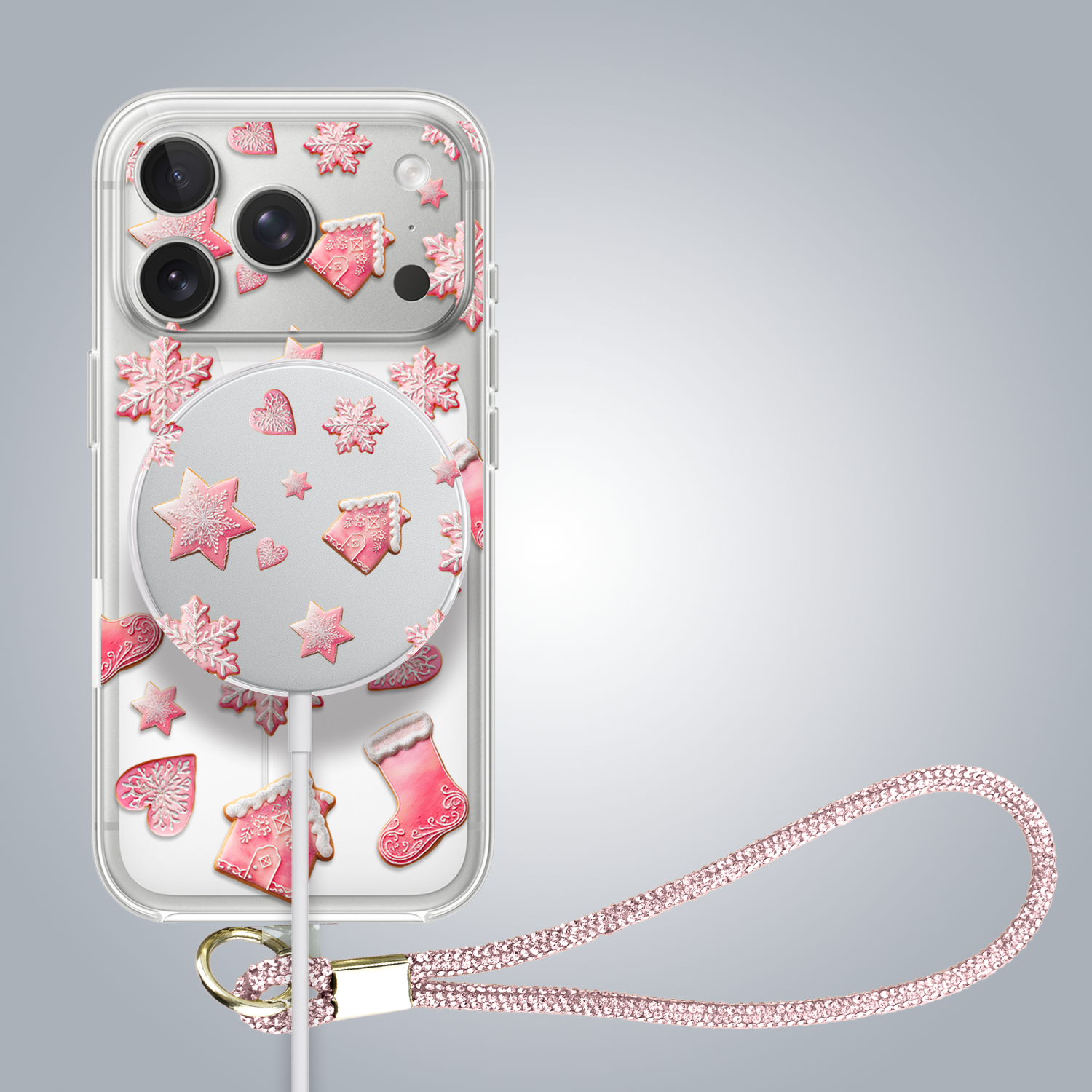 iPhone 17 Pro Max pełne szkło hartowane na cały aparat, kamerę, różowe pierniczki 17 pro-5