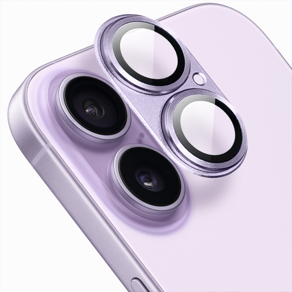 iPhone 17 gładka metalowa osłona na cały aparat, wbudowane szkła 9H, lawendowa (2)