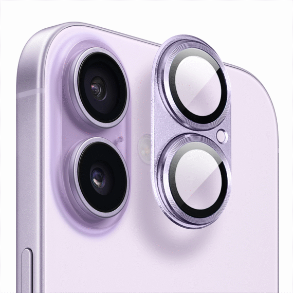 iPhone 17 gładka metalowa osłona na cały aparat, wbudowane szkła 9H, lawendowa (3)