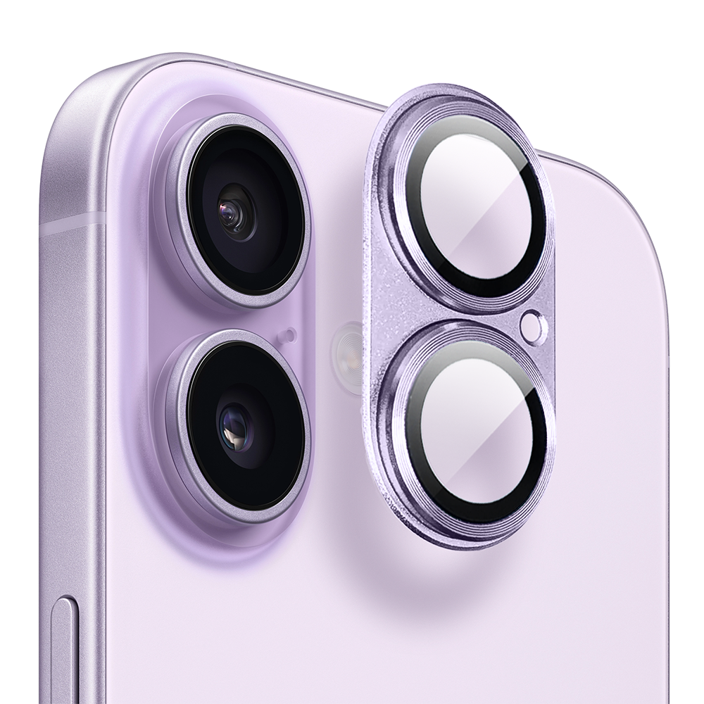 iPhone 17 gładka metalowa osłona na cały aparat, wbudowane szkła 9H, lawendowa (3)