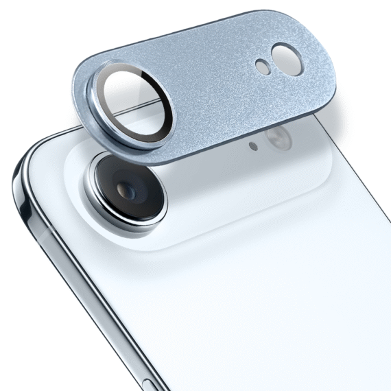 iPhone Air gładka metalowa osłona na cały panel aparatu, wbudowane szkła 9H, jasny niebieski (1)