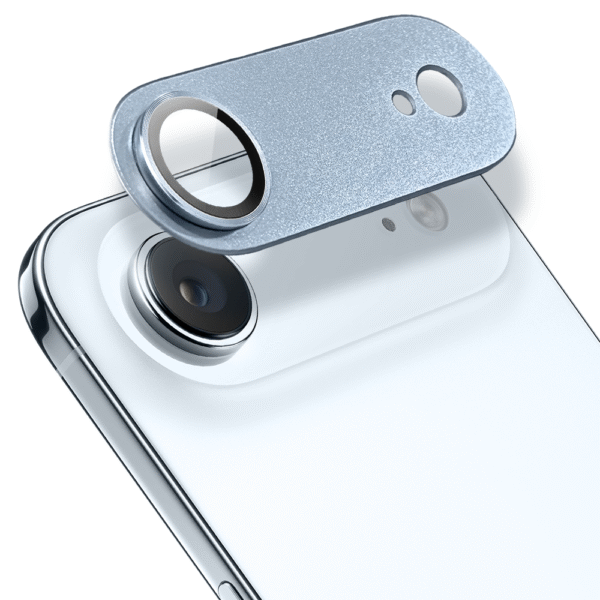 iPhone Air gładka metalowa osłona na cały panel aparatu, wbudowane szkła 9H, jasny niebieski (1)